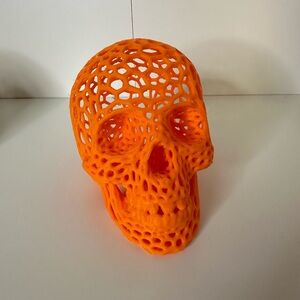 Orange Voroni Skull Decor